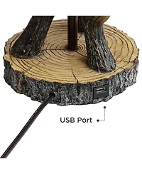 John Timberland Boone Rustic Western Table Lamps 27 1/2" Tall Set of 2 Natural Antler with Usb Charging Port Bell Shade for Bedroom Living Room O
