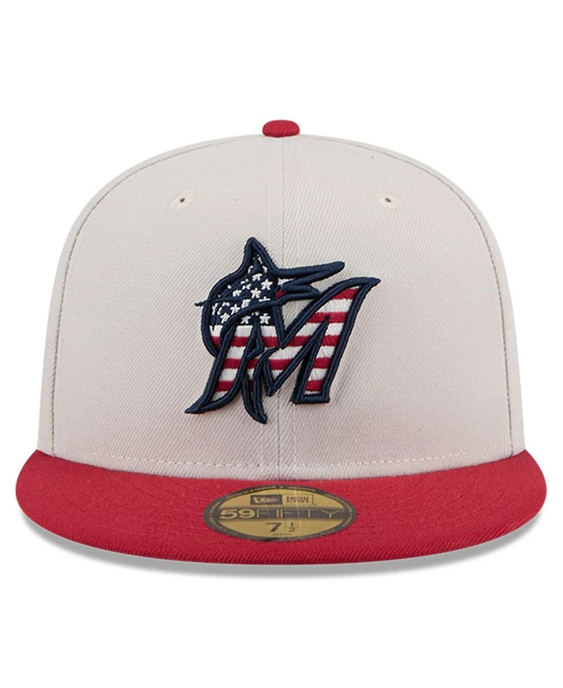New Era Men's Red Miami Marlins 2024 Fourth of July 59FIFTY Fitted Hat