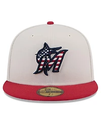 New Era Men's Red Miami Marlins 2024 Fourth of July 59FIFTY Fitted Hat