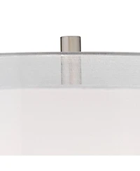 Possini Euro Design Roxie Modern Floor Lamp Standing 65 1/2" Tall Brushed Nickel Sheer Linen Double Drum Shade for Living Room Bedroom Office Hou