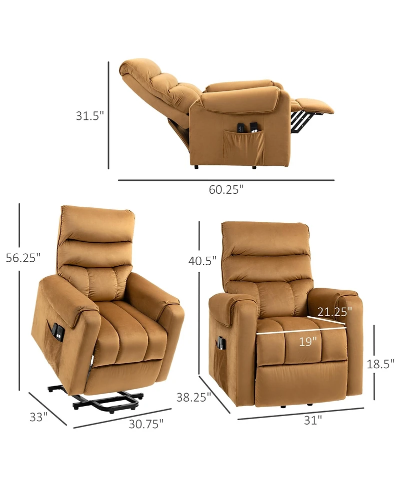 Homcom Upholste Massage Recliner Power Lift Vibrating Lounge Chair,