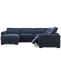 Nevio -Pc. Fabric Power Headrest Sectional and Chaise with 1 Motion Chair