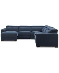 Nevio 6-Pc. Fabric Power Headrest Sectional with Chaise & Console and Motion Chairs