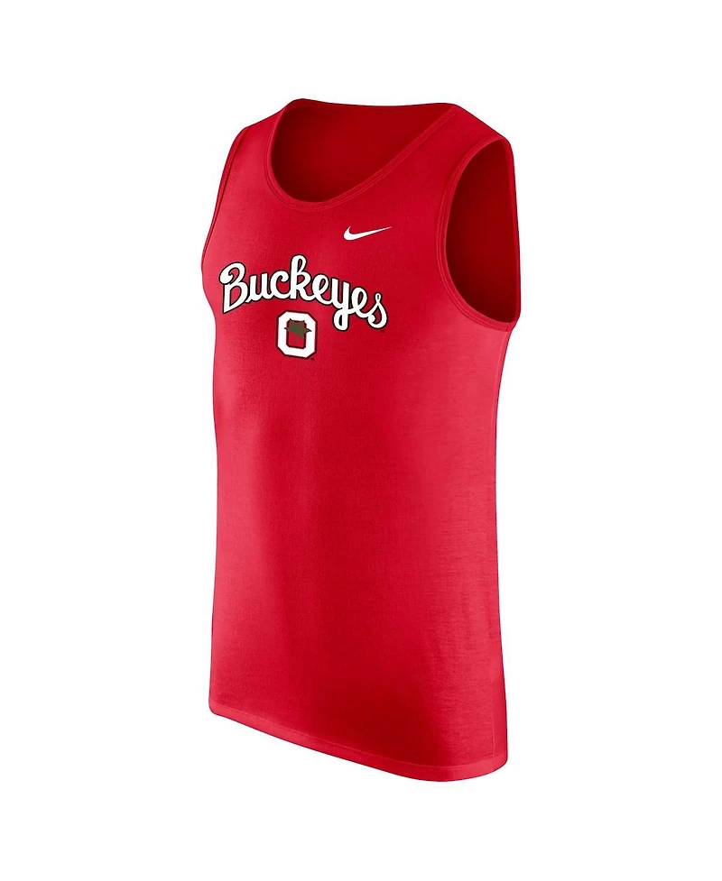 Nike Men's Scarlet Ohio State Buckeyes Vintage-Like Logo Performance Tank Top