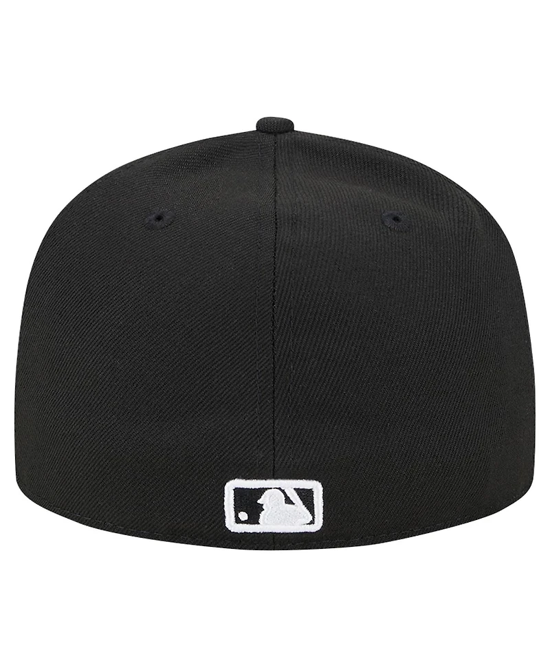 New Era Men's Black Texas Rangers Logo 59FIFTY Fitted Hat