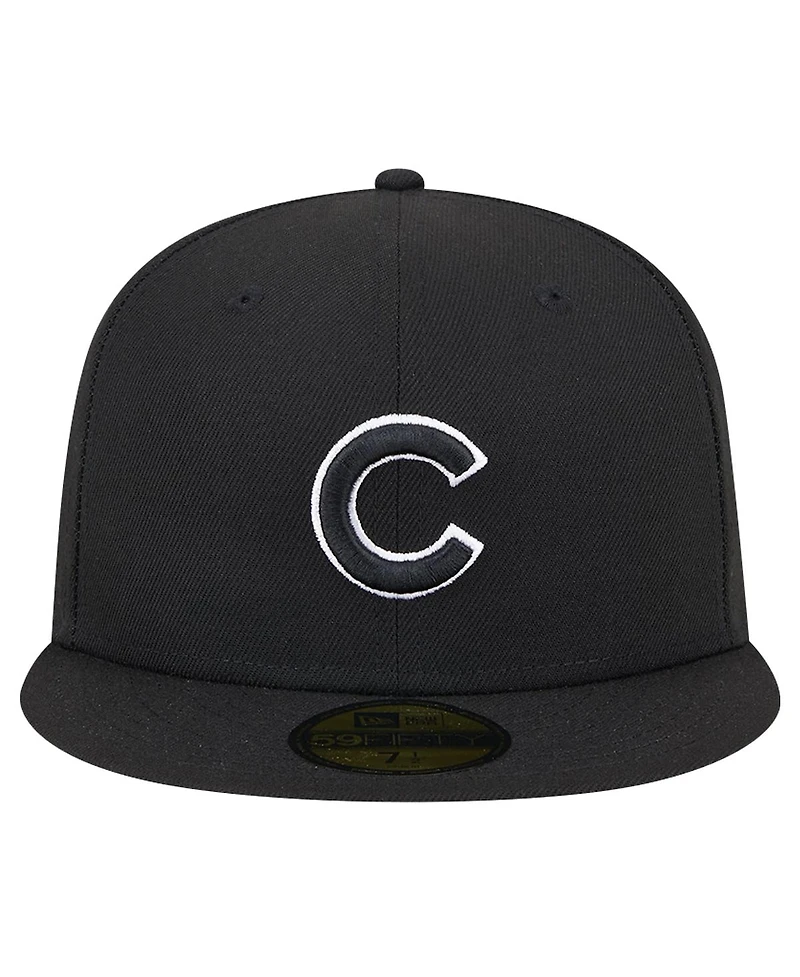 New Era Men's Black Chicago Cubs Logo 59FIFTY Fitted Hat