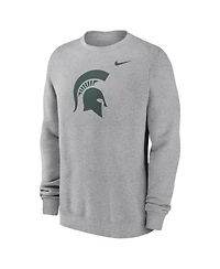 Nike Men's Heather Gray Michigan State Spartans Primetime Evergreen Fleece Pullover Sweatshirt