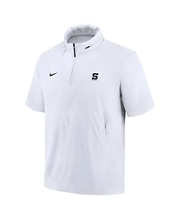Nike Men's White Penn State Nittany Lions 2024 Sideline Coach Short Sleeve Half-Zip Hoodie Jacket