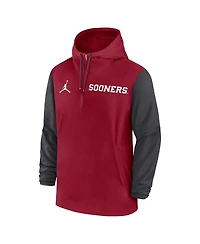 Jordan Men's Crimson Oklahoma Sooners 2024 Sideline Pregame Player Half-Zip Hoodie