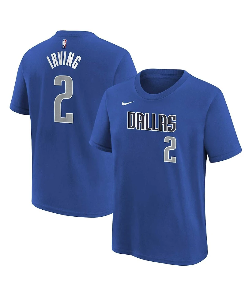 Nike Big Boys and Girls Kyrie Irving Blue Dallas Mavericks Icon Name Number T-Shirt