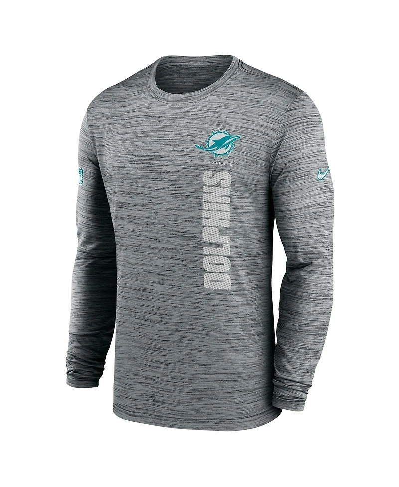 Nike Men's Gray Miami Dolphins 2024 Sideline Velocity Performance Long Sleeve T-Shirt