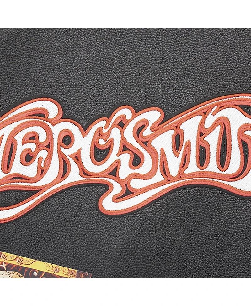 Freeze Max Men's Black Aerosmith Big Ones Graphic Biker Full-Zip Jacket