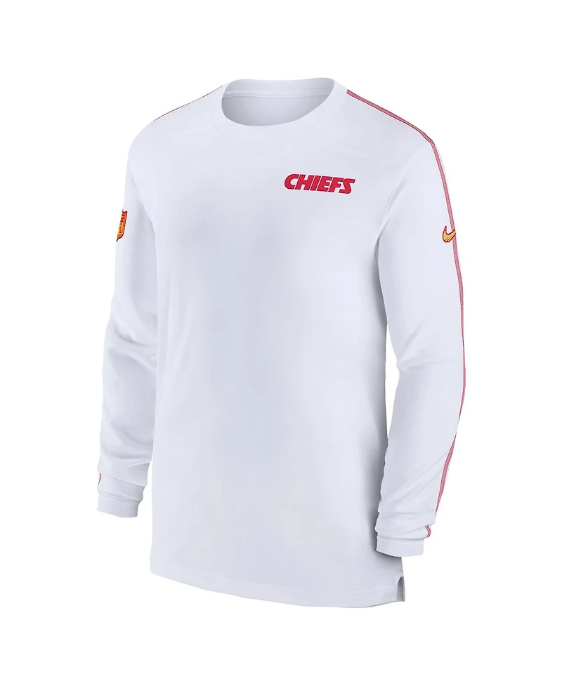Nike Men's White Kansas City Chiefs Sideline Coach Uv Performance Long Sleeve T-Shirt