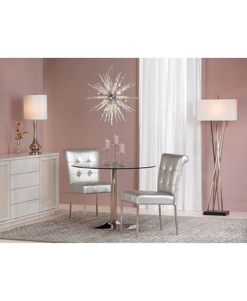 Possini Euro Design Modern Buffet Table Lamp 32" Tall Brushed Nickel Metal Gourd White Fabric Cylinder Shade for Living Room House Dining Entrywa