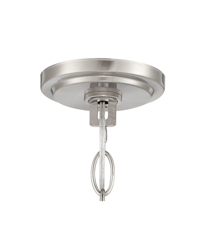 Regency Hill Mallot Brushed Nickel Silver Metal Pendant Chandelier 20" Wide Modern Frosted Glass Bowl Shade 4-Light Fixture for Dining Room House Foye