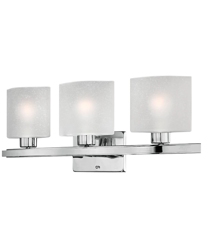 Possini Euro Design Linen Glass Modern Wall Light Chrome Silver Metal Hardwired 23.5" Wide 3-Light Fixture Straight Bar White Shade for Bathroom Vanit