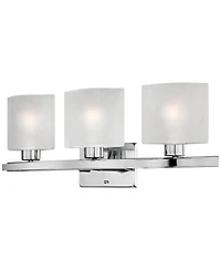 Possini Euro Design Linen Glass Modern Wall Light Chrome Silver Metal Hardwired 23.5" Wide 3-Light Fixture Straight Bar White Shade for Bathroom Vanit