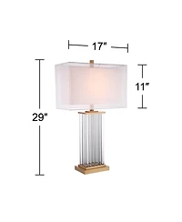 Vienna Full Spectrum Darcia Modern Luxury Table Lamp 29" Tall Clear Crystal Glass Column Double Rectangular Shade for Bedroom Living Room House H