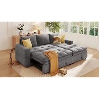 Streamdale Furniture Modern Chenille Fabric Corner Sofa Bed with Storage