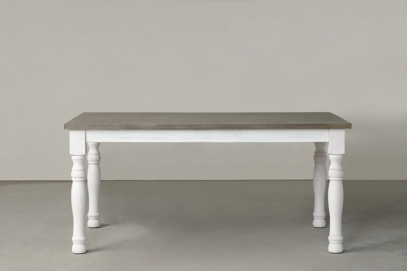 Ebret Farmhouse Two-tone Distressed Wood Dining Table, Brown and White