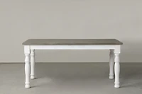 Ebret Farmhouse Two-tone Distressed Wood Dining Table, Brown and White