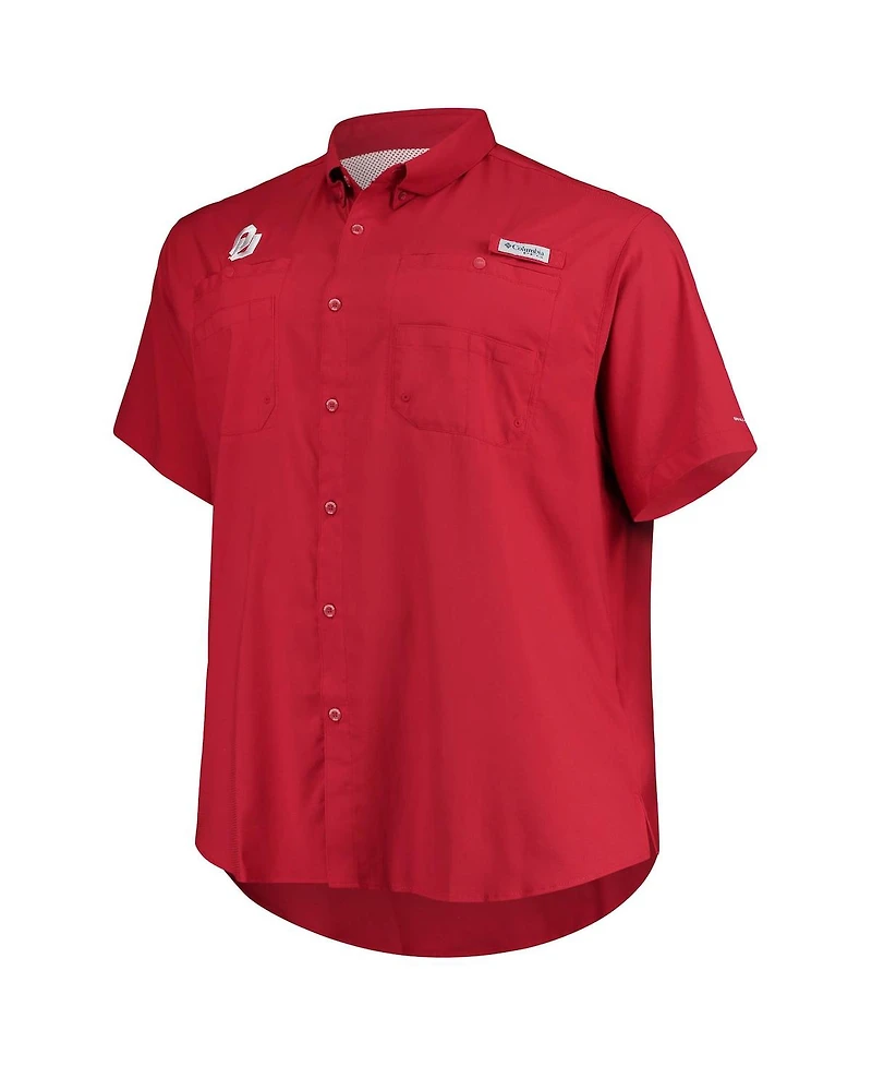 Columbia Men's Crimson Oklahoma Sooners Big Tall Tamiami Omni-Shade Button-Down Shirt