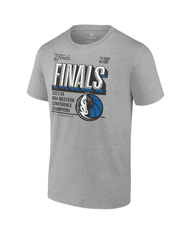Fanatics Men's Heather Gray Dallas Mavericks 2024 Western Conference Champions Locker Room Big Tall T-Shirt