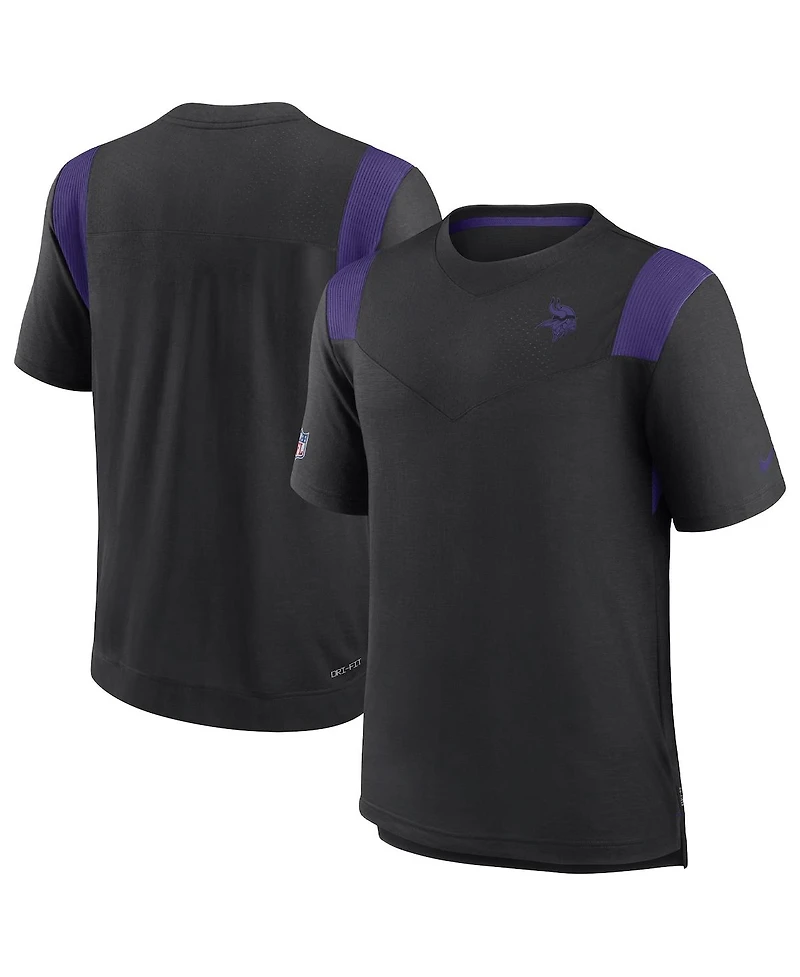 Nike Men's Black Minnesota Vikings Sideline Tonal Logo Performance Player T-Shirt