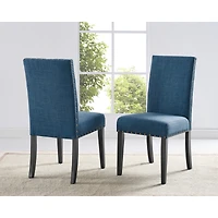 Streamdale Furniture Fabric Dining Chairs with Nailhead Trim, Set of 2, Blue