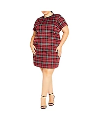 City Chic Plus Check Love Shift Mini Dress