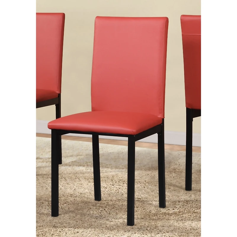 Streamdale Furniture Faux Leather Seat Metal Frame Dining Chairs, Set of 4, Red