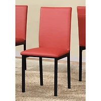Streamdale Furniture Faux Leather Seat Metal Frame Dining Chairs, Set of 4, Red