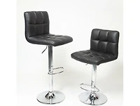 Simplie Fun Faux Leather Adjustable Hydraulic Bar Stool, Set of 2, Black