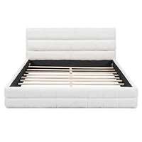 Streamdale Queen Upholstered Platform Bed, White