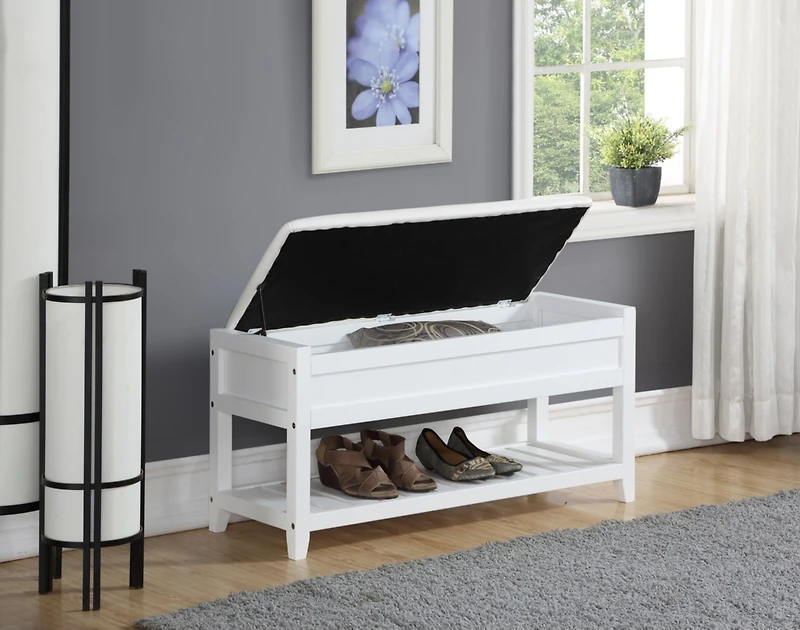 Streamdale Rouen Seating Bench with Shoe Storage, White