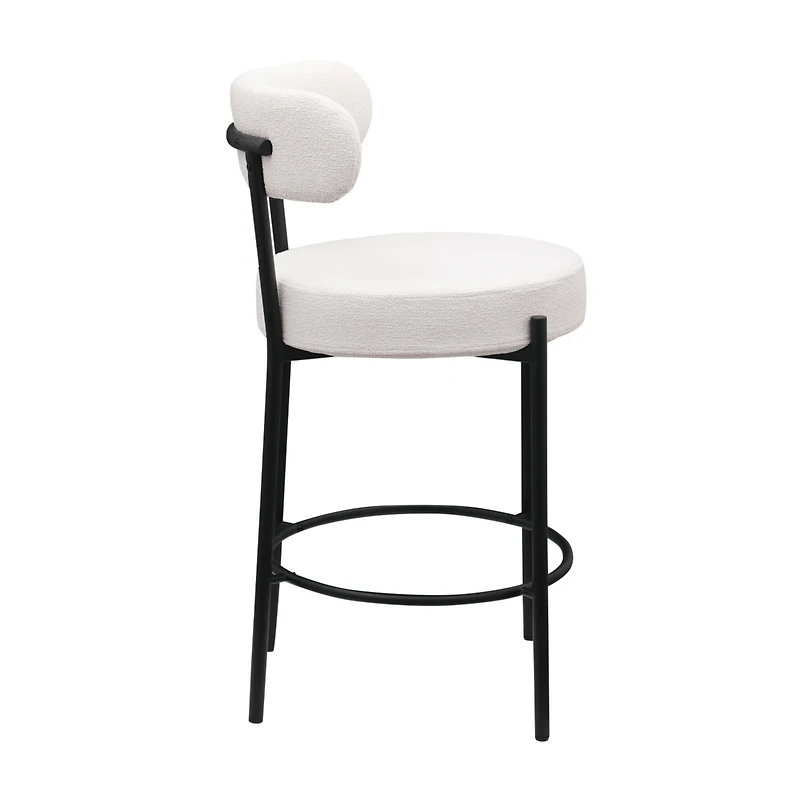 Streamdale Furniture Modern Kitchen Counter Height Bar Stools with Boucle Fabric Curved Back