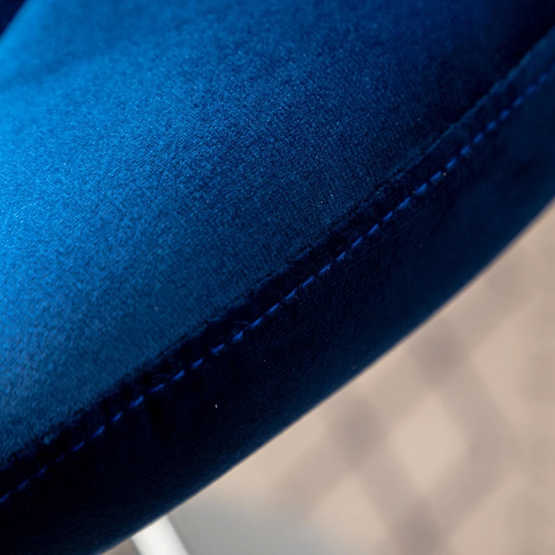 Upholstered Adjustable Swivel Barstools in Blue, Set of 2