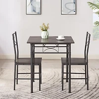 Streamdale 3-Piece Kitchen Dining Room Table Set Grey Chair
