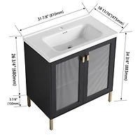 Streamdale Furniture 32" Freestanding Bathroom Vanity with Ceramic Sink