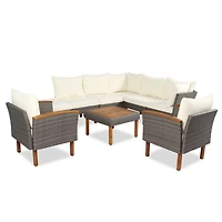 Streamdale 9-Piece Patio Furniture Set with Pe Wicker and Acacia Wood