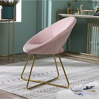 Simplie Fun Pink Silky Velvet Upholstered Accent Chair with Gold Tone Finished Base