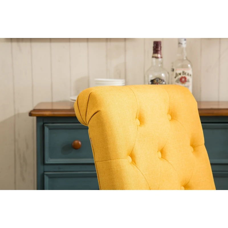 Streamdale Furniture Solid Wood Tufted Parsons Dining Chair, Set of 2, Yellow