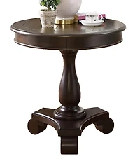 Streamdale Round Wood Pedestal Side Table, Espresso
