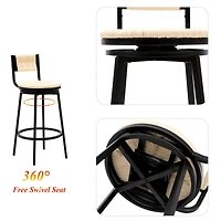 Simplie Fun Handwoven Bar Stool with Ergonomic Design and Durable Metal Base