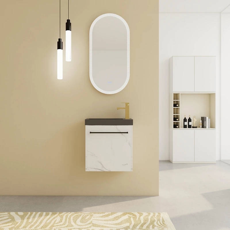 Streamdale Furniture Wall-Mounted Vanity with Soft-Close Doors and Scratch-Proof Surface