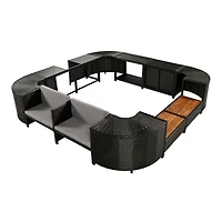 Streamdale Versatile Patio Furniture Lounge Sofa Set with Storage, Grey Rattan