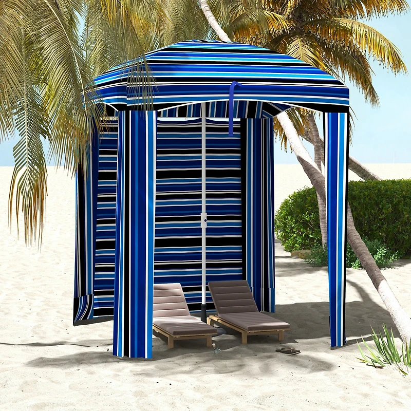 Cabana Coverage Beach Umbrella Canopy, Removable Walls, Portable, Compact