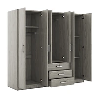 Streamdale 6-Doors Wooden Wardrobe Storage for Bedroom, with Big Drawers, White