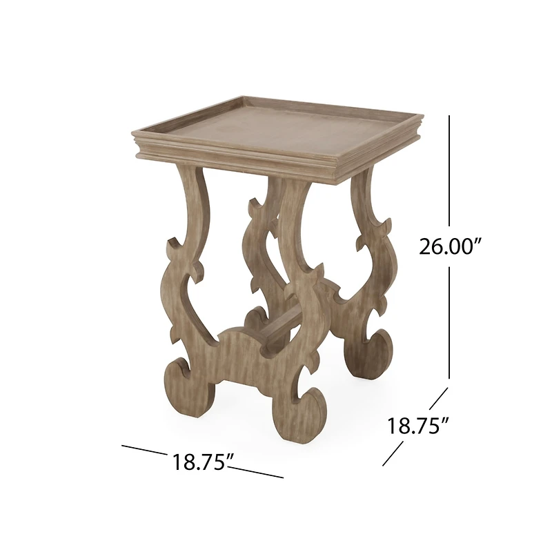 French Country Accent Table with Intricate Details and Charming Finish