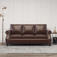 Streamdale Contemporary Faux Leather Upholstered Sofa with Nailhead Accents